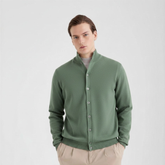 Cotton Crepe Button Cardigan in Sage Green