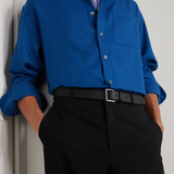 Navy Grain Leather Belt