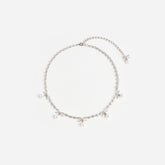 Crystal Bow Pearl Charm Necklace