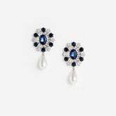 Blue Crystal Pearl Droplet Earring