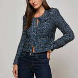 Una Knit Cardigan in Stone Blue