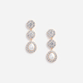 Gold Crystal Flower Tiered Earrings