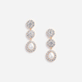 Gold Crystal Flower Tiered Earrings