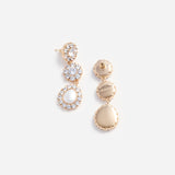 Gold Crystal Flower Tiered Earrings