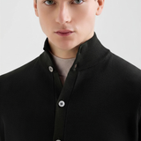 Cotton Crepe Button Cardigan in Black