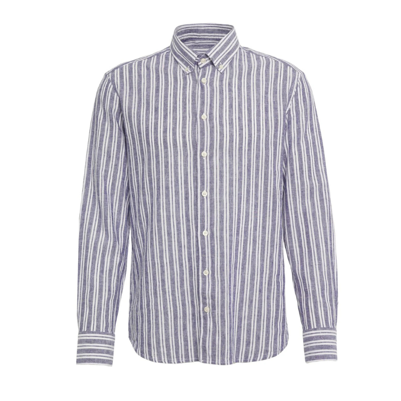 Blue Striped Button-Down Shirt