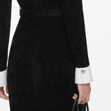 Black Chenille Knit Midi Dress