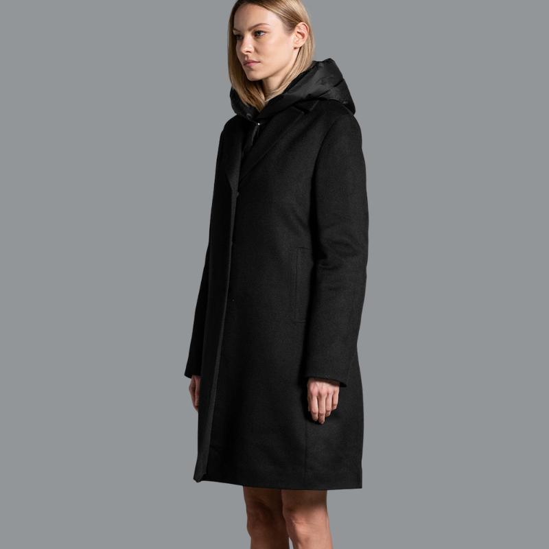 Padded Rainproof Wool Coat