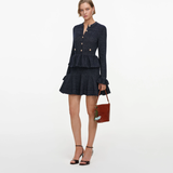 Navy Textured Knit Mini Dress