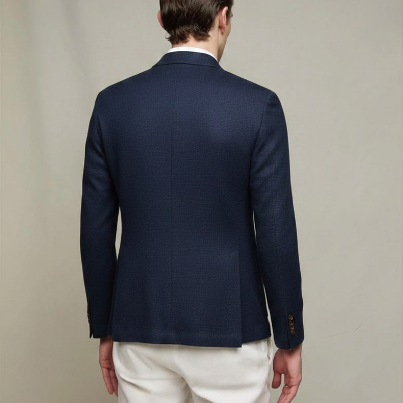 Linen Cotton Jersey Blazer in Navy