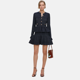 Navy Textured Knit Mini Dress