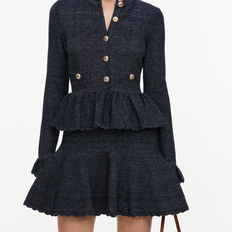 Navy Textured Knit Mini Dress