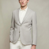 Linen Cotton Jersey Blazer in Ice Grey