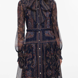Navy Printed Georgette Midi Dress