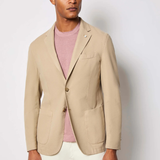 Garment-Dyed Cotton & Silk Jacket in Beige