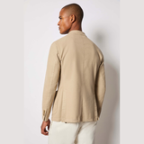 Garment-Dyed Cotton & Silk Jacket in Beige