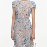 Blue Sequin Embellished Midi Dress