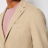 Garment-Dyed Cotton & Silk Jacket in Beige