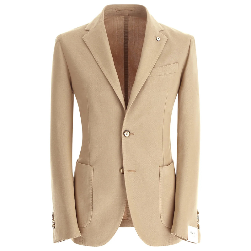 Garment-Dyed Cotton & Silk Jacket in Beige