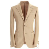 Garment-Dyed Cotton & Silk Jacket in Beige