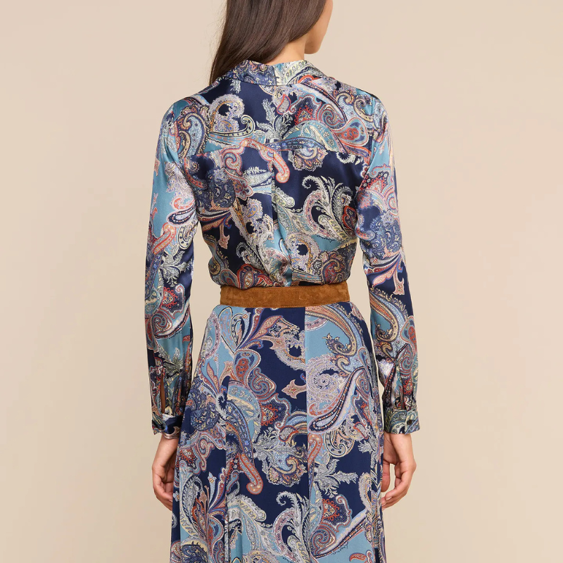 Tyler Silk Blouse in Midnight Multi Besarabian Paisley
