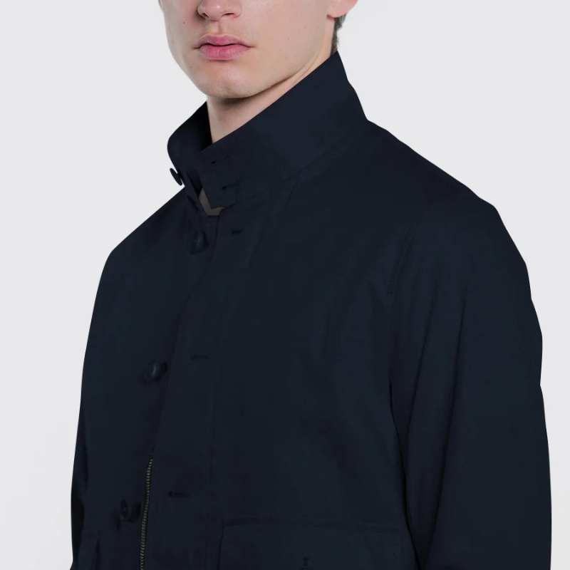 Soil Techno Linen Bomber Jacket in Navy