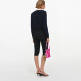 Navy Flower Pearl Trim Knit Jumper