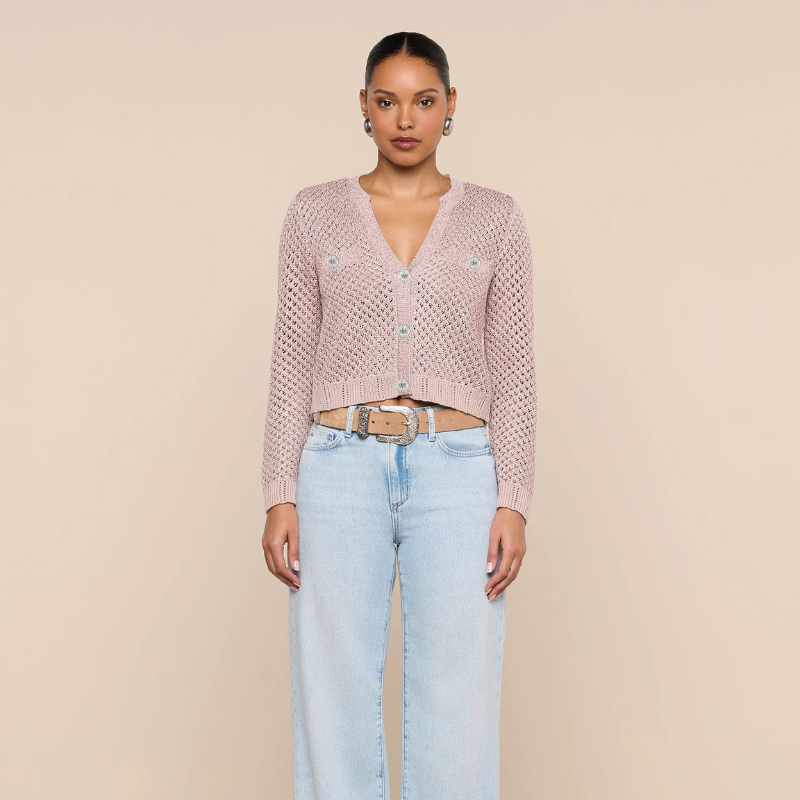 Blanca Sequin Cardigan in Rose