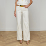 Joanne Low-Rise Wide-Leg Jean in Ecru