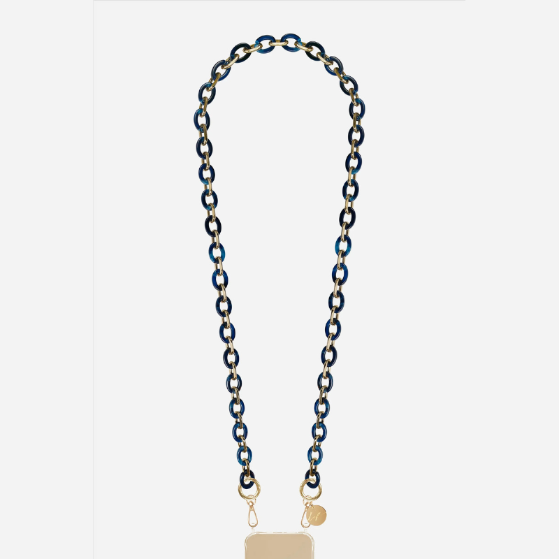 The Cassy Phone chain - Navy & Gold