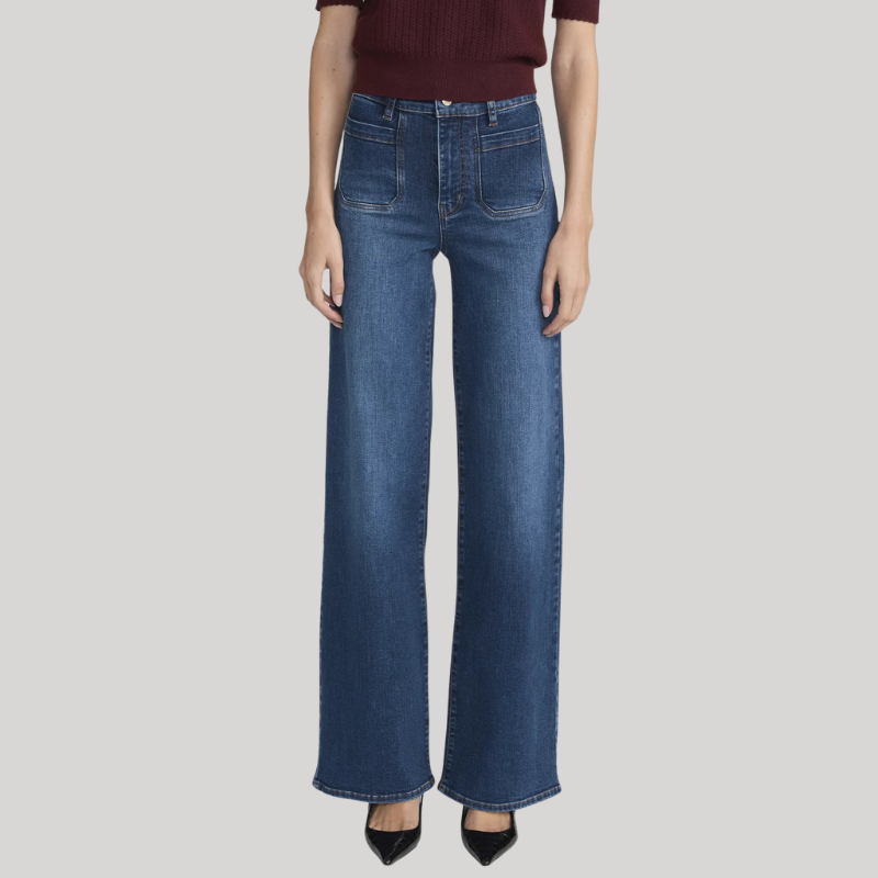 Le Slim Palazzo Modernist in Mid Denim