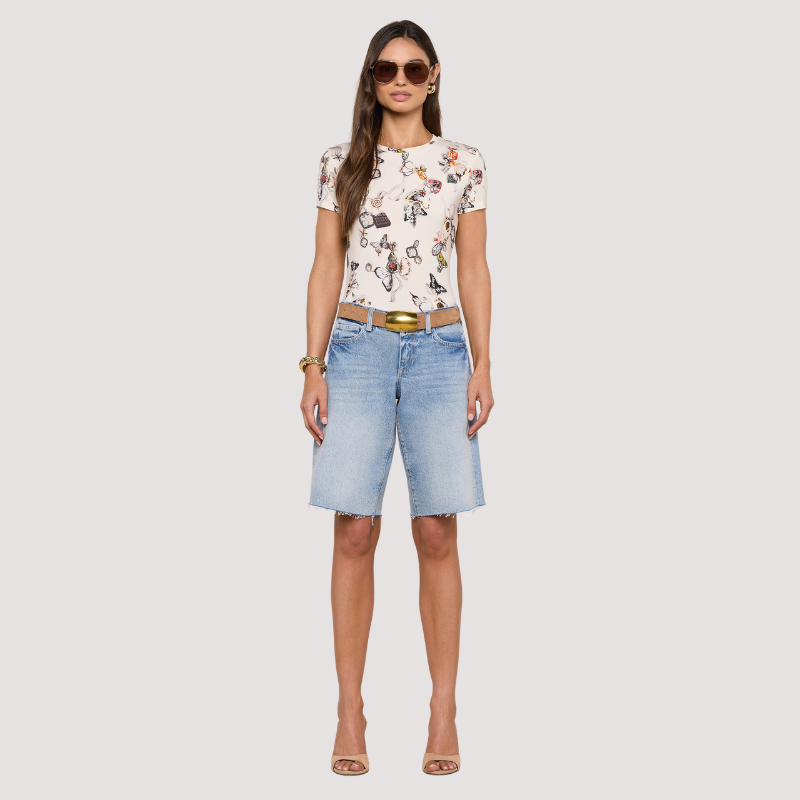 Ressi Fitted Tee in Ecru Butterfly