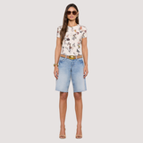 Ressi Fitted Tee in Ecru Butterfly