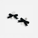 Pearl Black Bow Earring