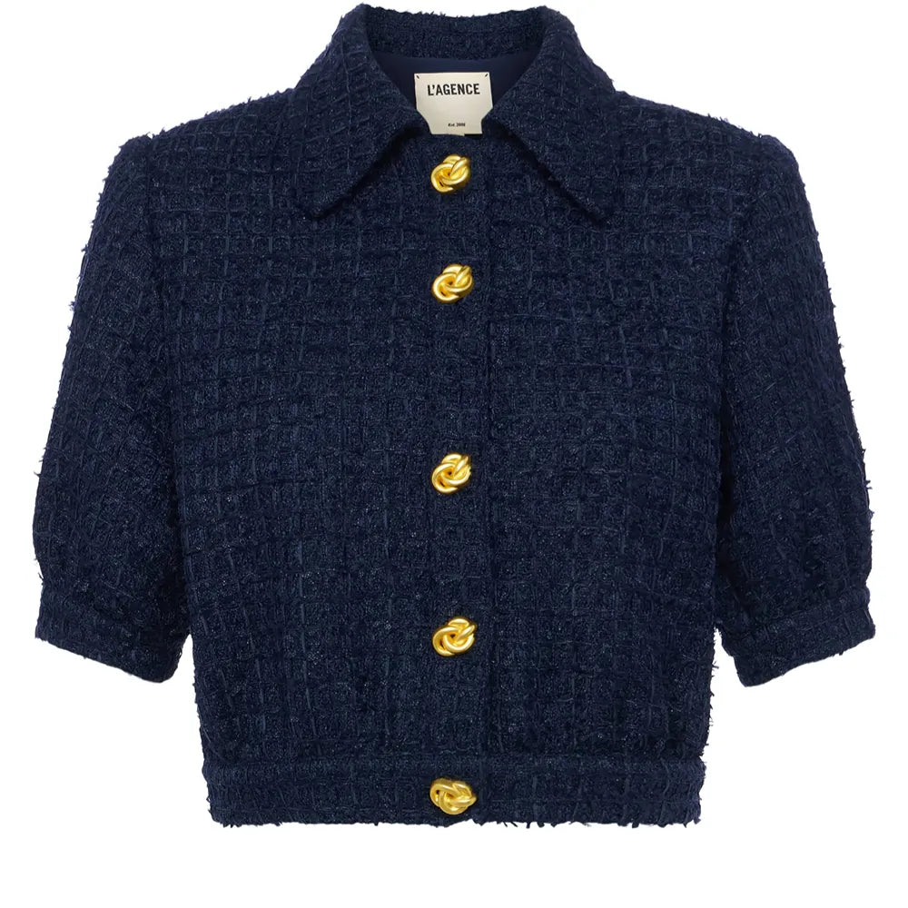Cove Cropped Tweed Jacket in Midnight