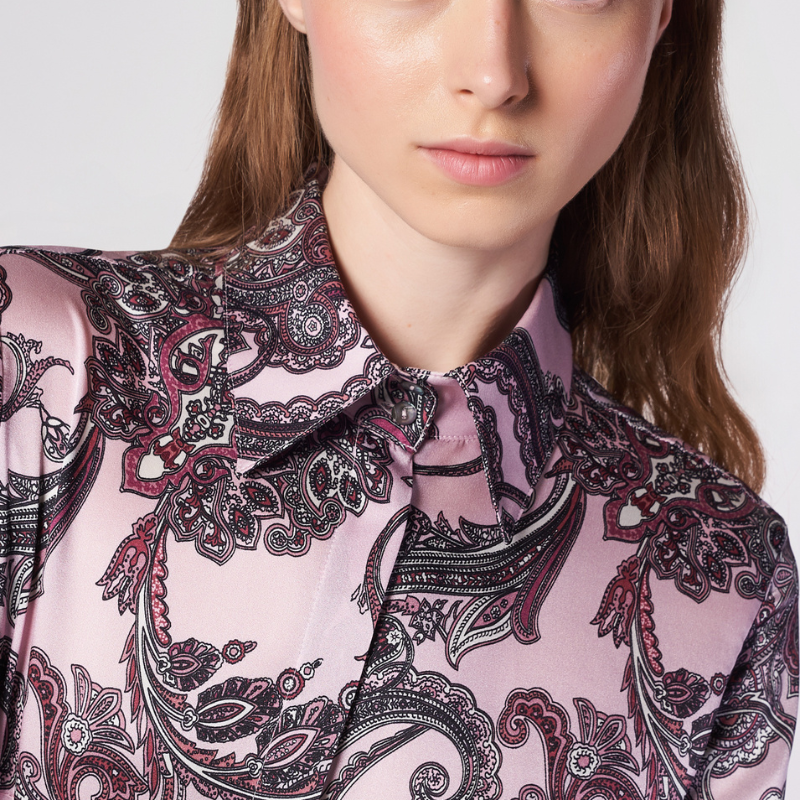 Silk Paisely Shirt - in Pink