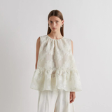 Fil Coupé Ruffle Tie-Back Blouse