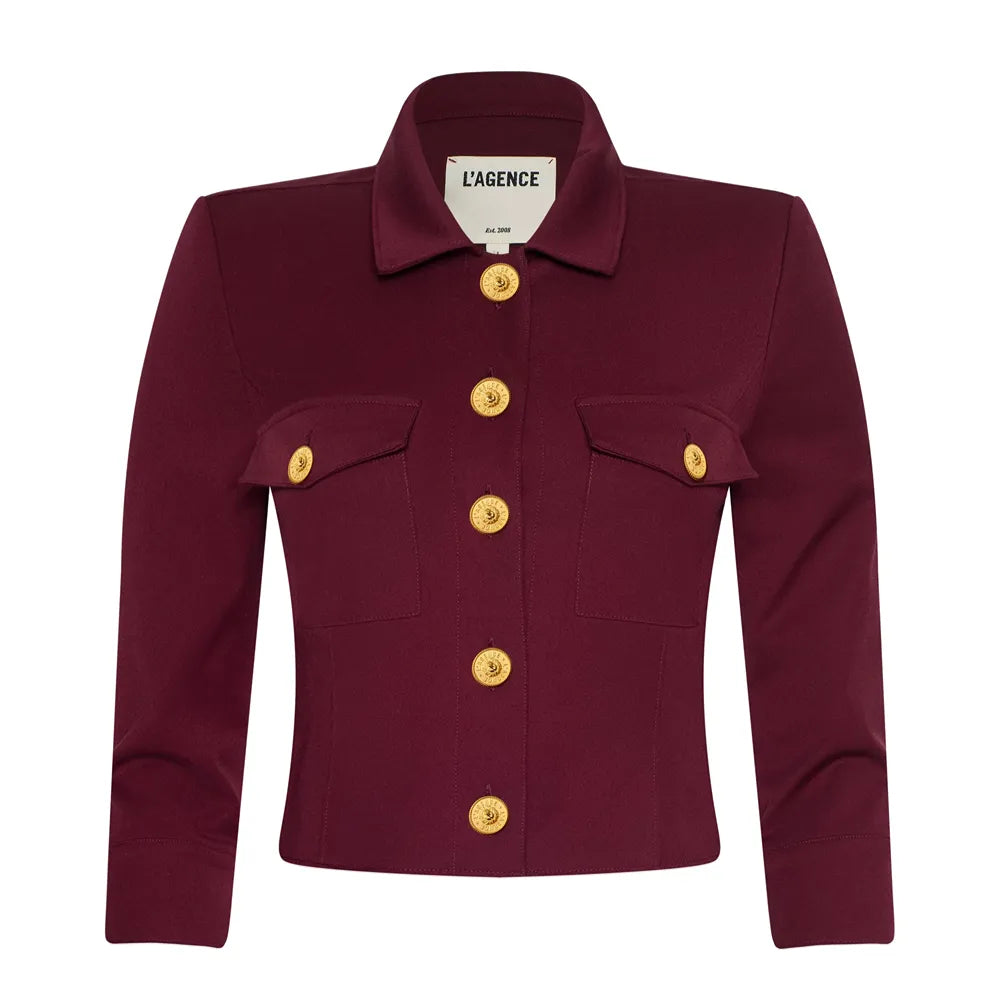 Kumi Cropped Jacket in Black Cherry