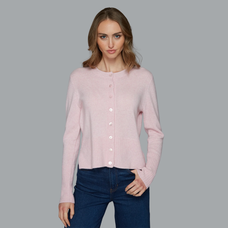 Brushed Baby Cardigan in Puff Pink