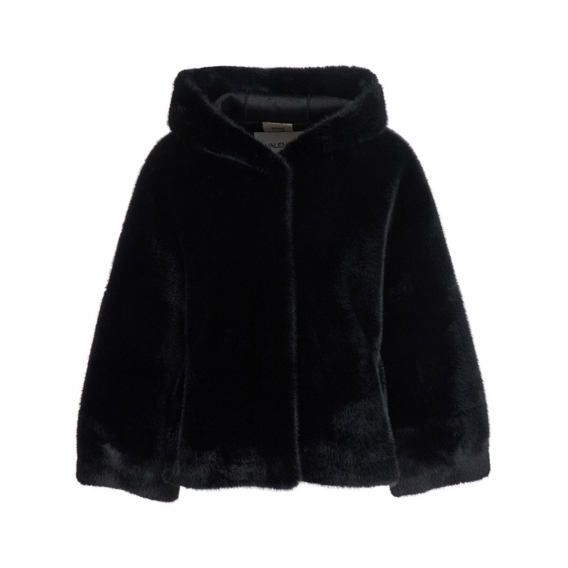 Navy Hooded Faux Fur Jacket