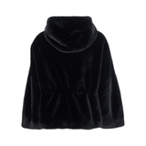 Navy Hooded Faux Fur Jacket