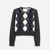 Grey Argyle Crystal Trim Jumper