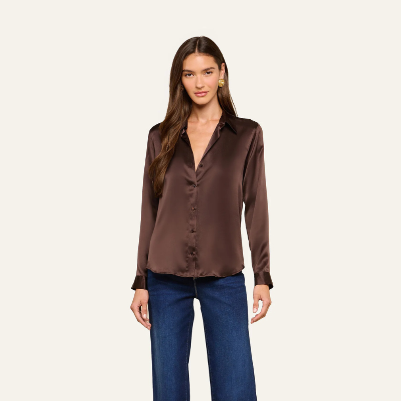 Tyler Silk Blouse in Dark Java