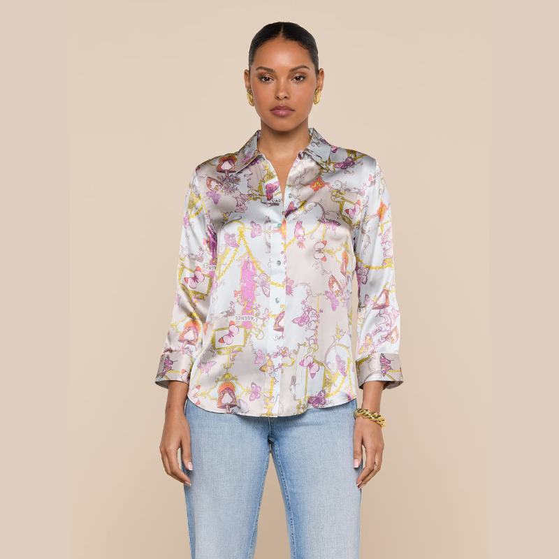 Dani Silk Blouse in Multi Baroque Floral