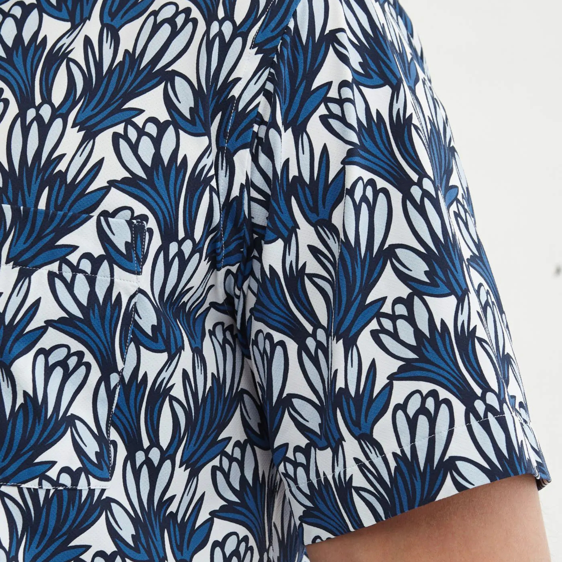 Blue Texture Pattern Short Sleeve Active Shirt