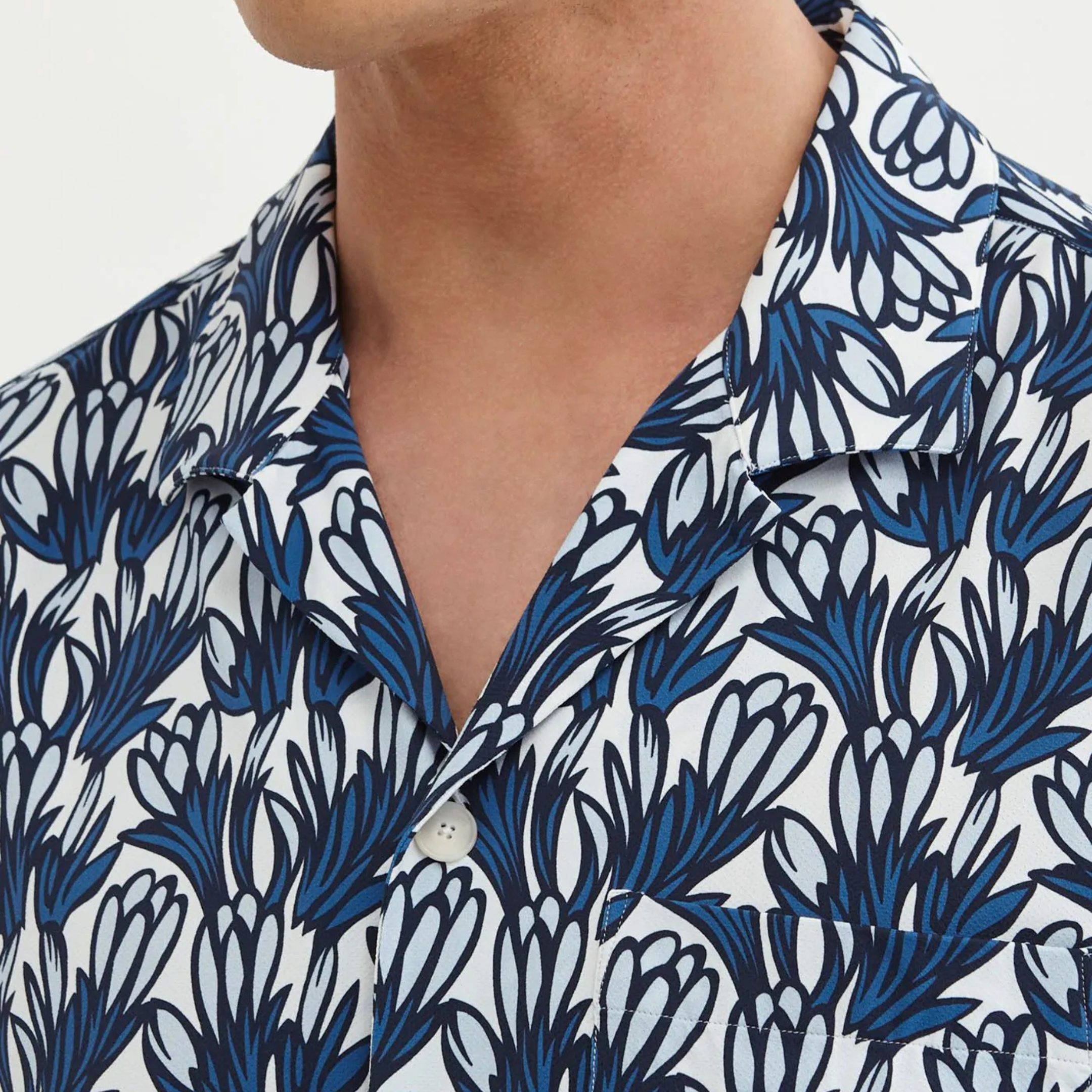 Blue Texture Pattern Short Sleeve Active Shirt