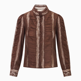 Jacque Silk Lace Blouse in Chocolate