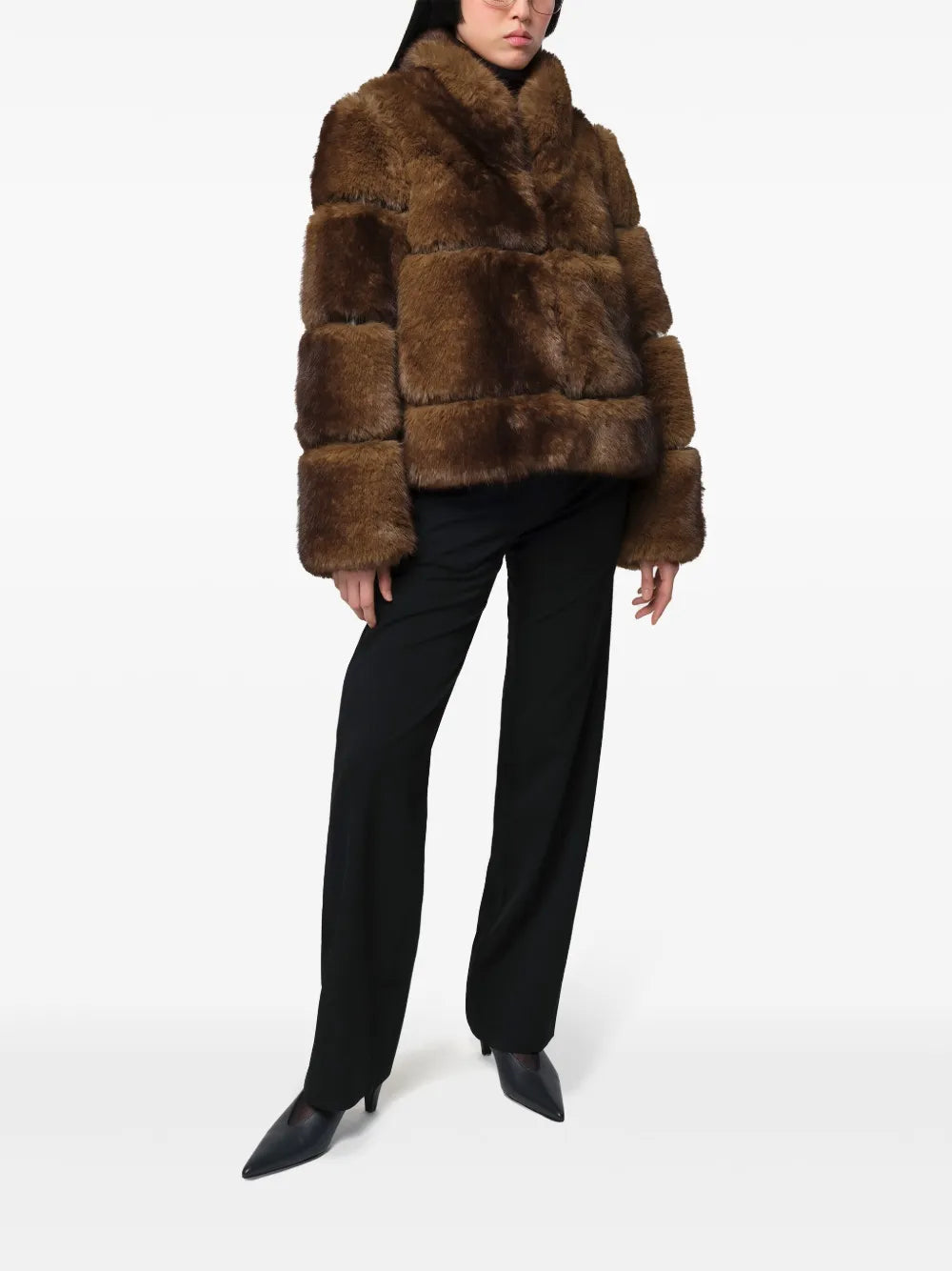 Sai Faux Mink Coat in Brown