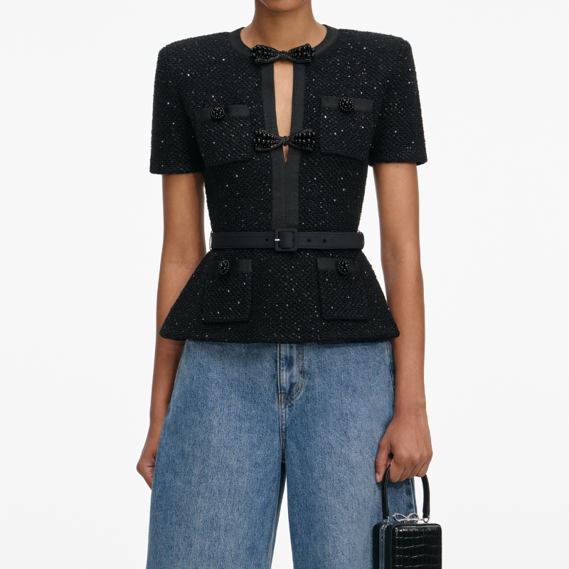 Black Sequin Knit Top