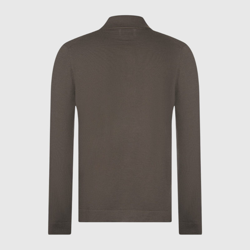 Fine Merino Full Button Shirt in Moss Green